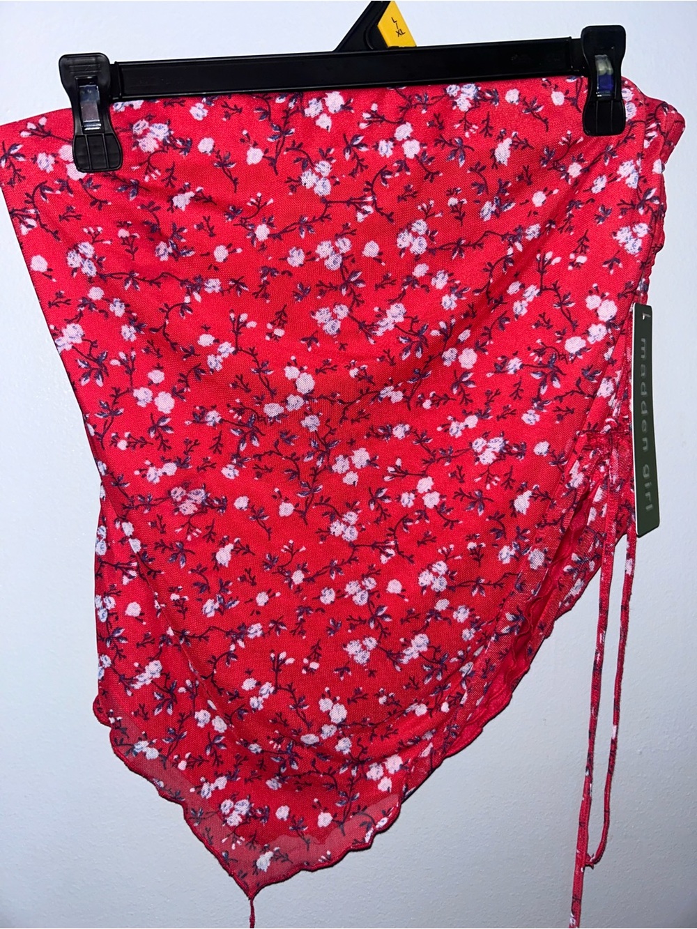 Madden Girl Red Floral Blouse with Delicate Print